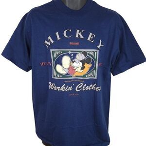 Mickey Mouse T Shirt Vintage 90s Workin Clothes Disney Store Tag Made In USA Men